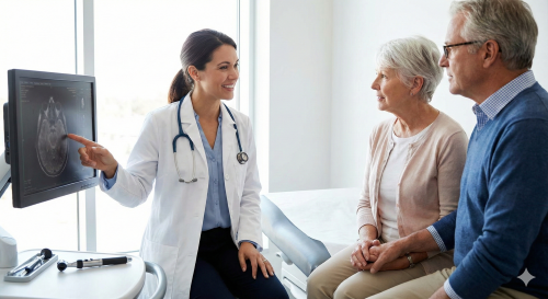 2 oude mensen zijn tijdens werktijd op dokterbezoek