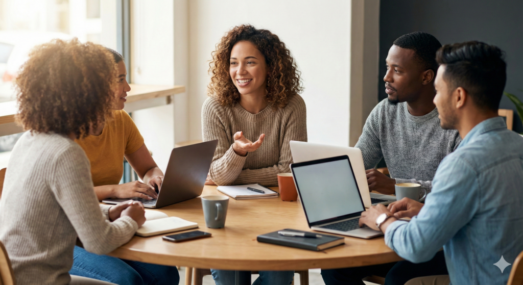 vrouw werkt als hr manager