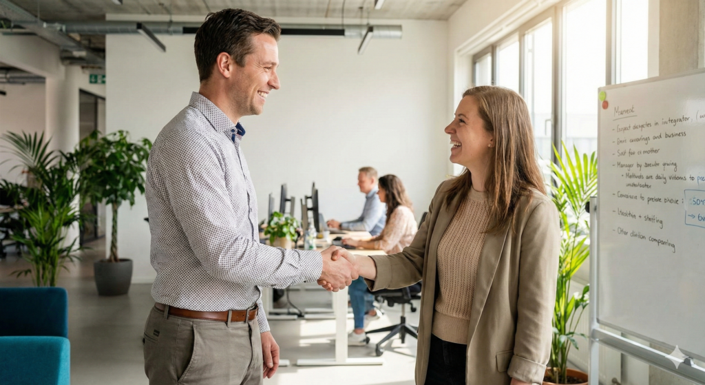 Man krijgt een nieuw contract van de hr manager.