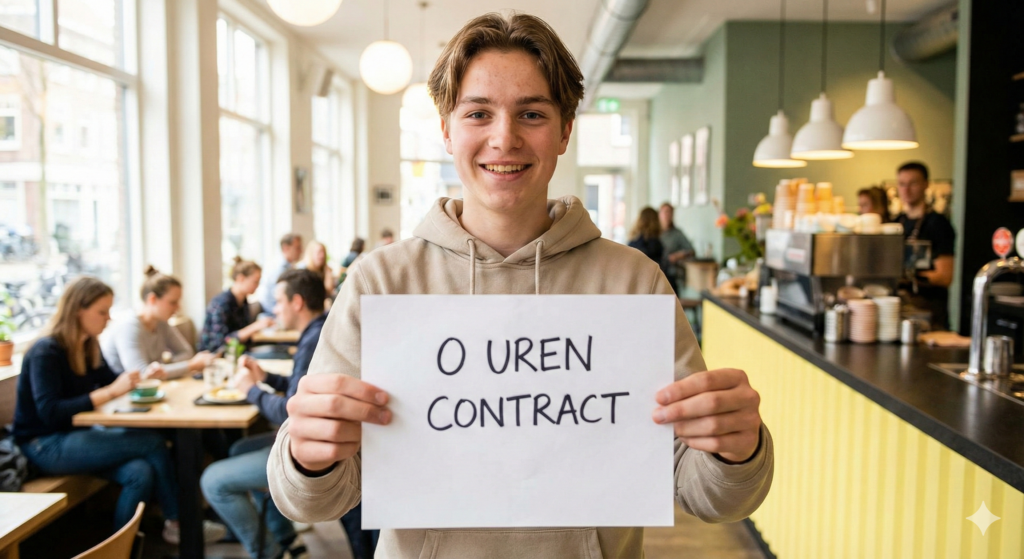 Een jongen heeft een 0 uren contract